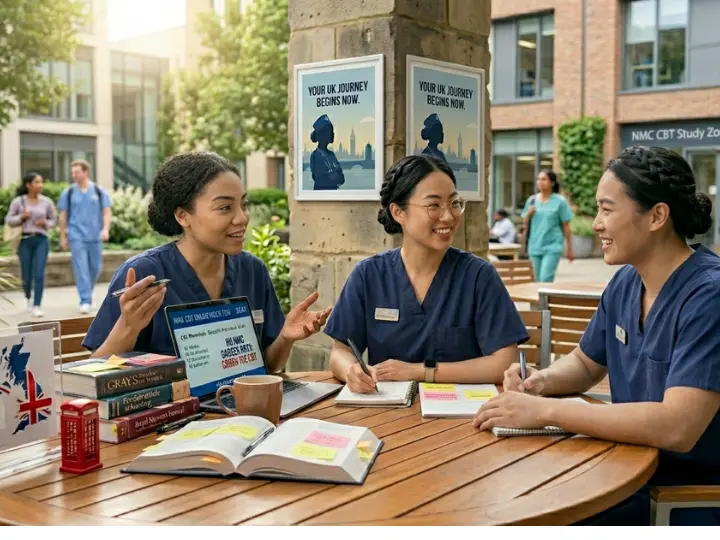 Nurse studying CBT practice questions on workplace health and safety