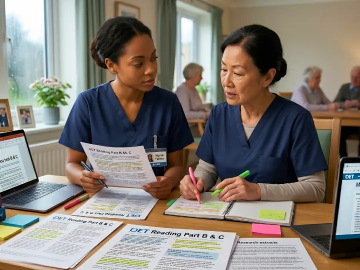 Nurses decoding the OET Reading Part B and C 
