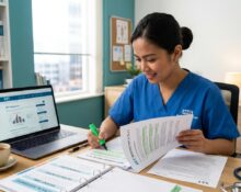 Nurse Practising OET Skimming Techniques for Reading Part A