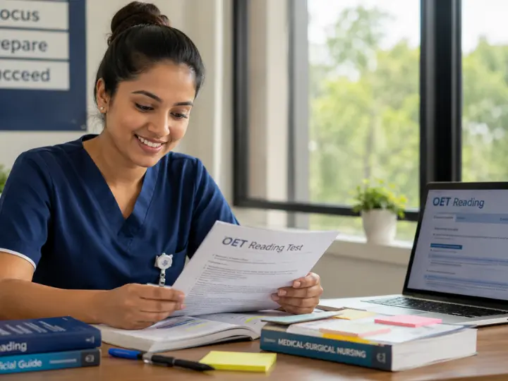 A Happy nurse doing OET Reading test
For Nurses