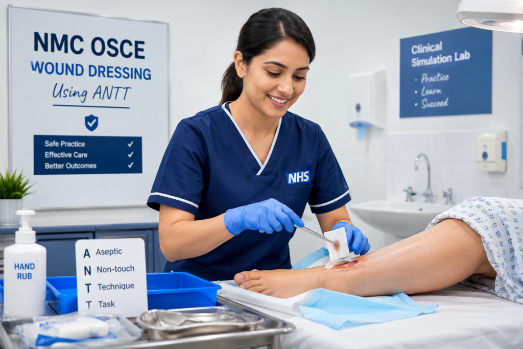 NMC OSCE wound dressing using ANTT in a clinical simulation lab