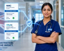 A nurse and a chat regarding Dual pin registration