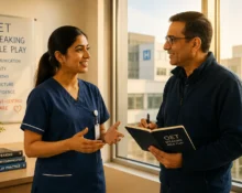 Nurse practicing OET Speaking Role-play with Mentor
