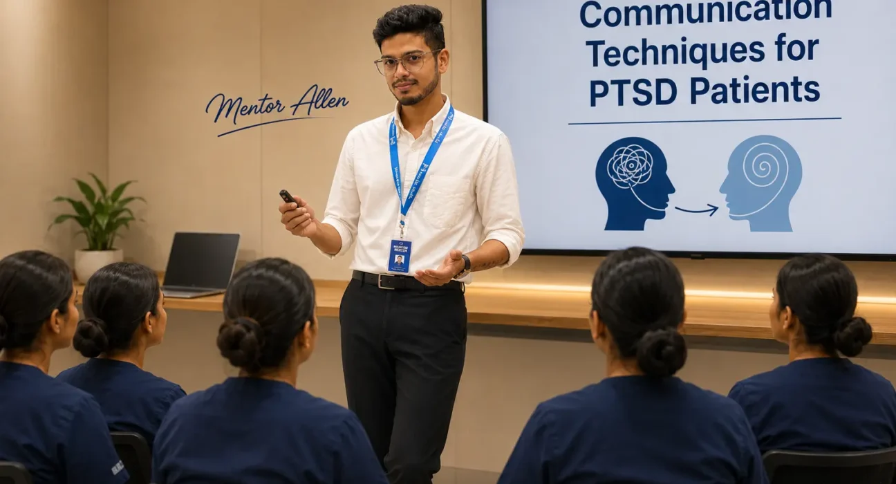 Mentor Allen taking session on Communication techniques in PTSD for patients