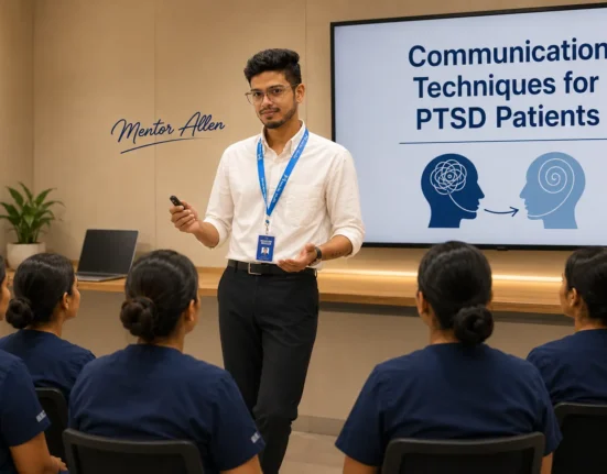 Mentor Allen taking session on Communication techniques in PTSD for patients