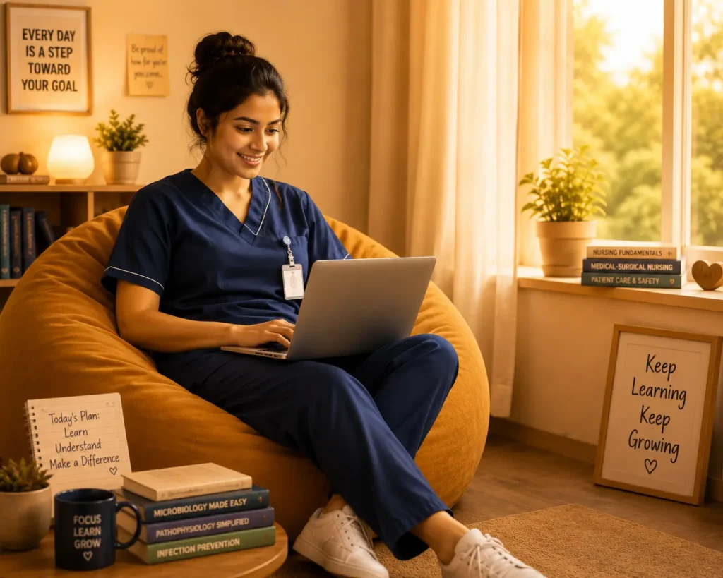 Nurse learning Simple Comparison Prions vs Other Infectious Agents