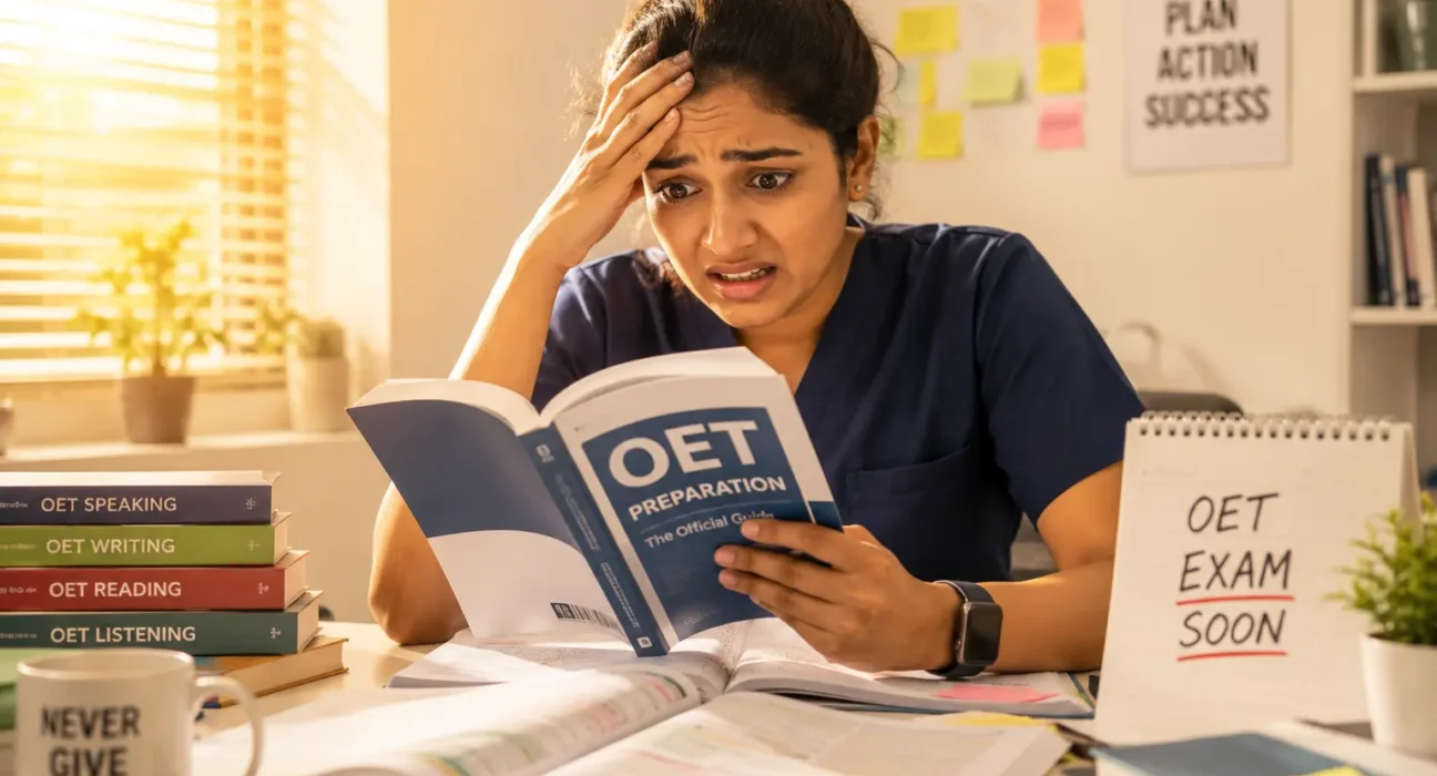 Nurse panicking while reading in OET