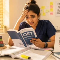 Nurse panicking while reading in OET