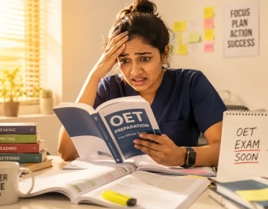 Nurse panicking while reading in OET