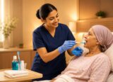 Nurse practicing Oral Care in Cancer Treatment Scenerio