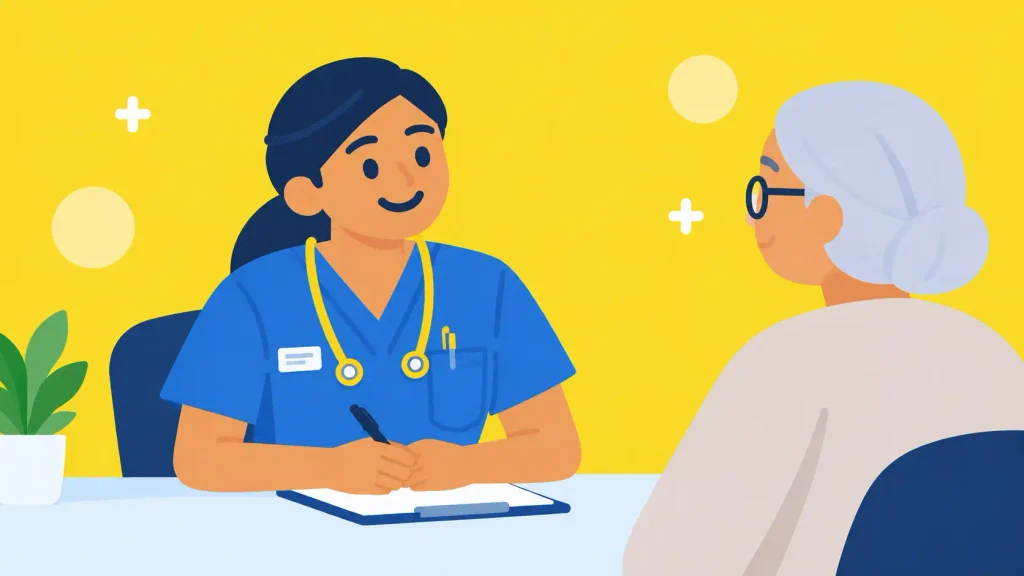 An image of a nurse calming a patient with empathy for OET Speaking practice