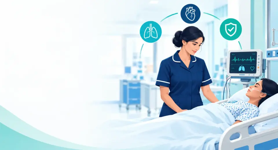 Nurse monitoring a patient in a post-anaesthesia care unit, illustrating PACU nursing priorities