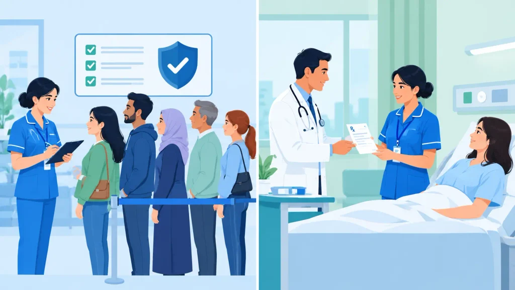 Illustration comparing a Patient Group Direction for a group of patients with a Patient Specific Direction for one patient
